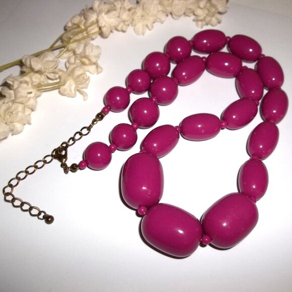 Purple Beaded Necklace Statement Jewelry Fashion Accessory Woman Retro Girl D332 - Picture 3 of 6